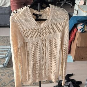 Women's Cream Knit Macrame Sweater